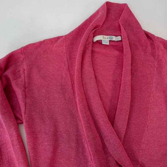 Boden Sweater Womens 2 Pink Linen Wrap Style 3/4 Length Sleeves - Picture 2 of 15
